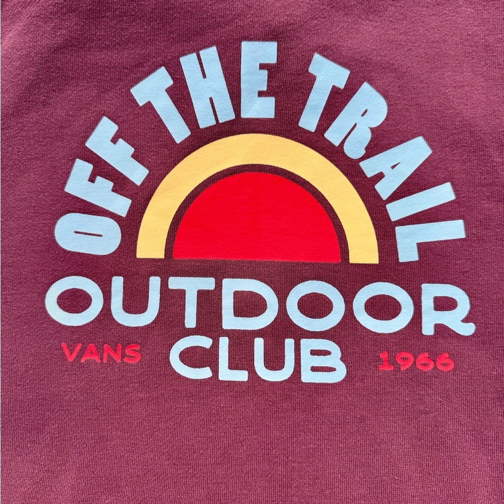 Vans Outdoor Club Hoodie 🌄 Retro Trail Graphic – Size S – Maroon & Mint - Picture 2 of 10